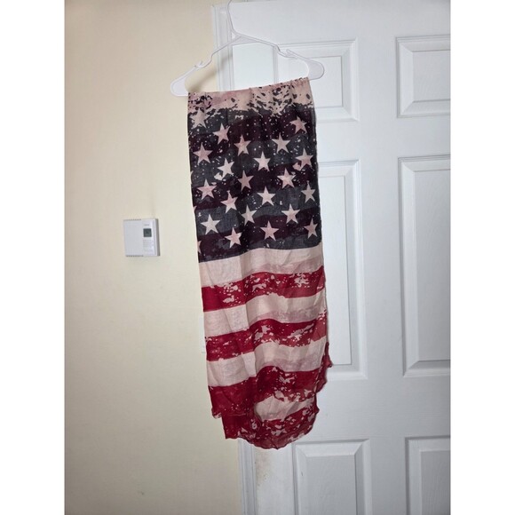 USA Flag Printed Sheer Wrap Scarf for Women Lightweight Patriotic Shawl - Picture 7 of 8